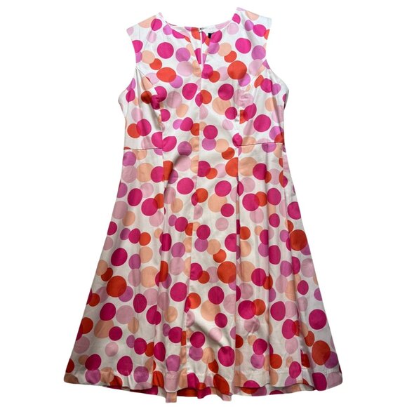 Chadwicks Of Boston Womens Sleeveless Dress Size 10P White Pink Polka Dot - Picture 1 of 11